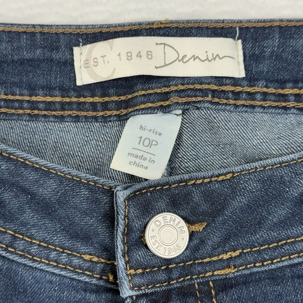 Cato High Rise Jeans Lace up Hem Women's 10 Petite (30x27 Fit) Dark Blue Denim - Picture 6 of 15